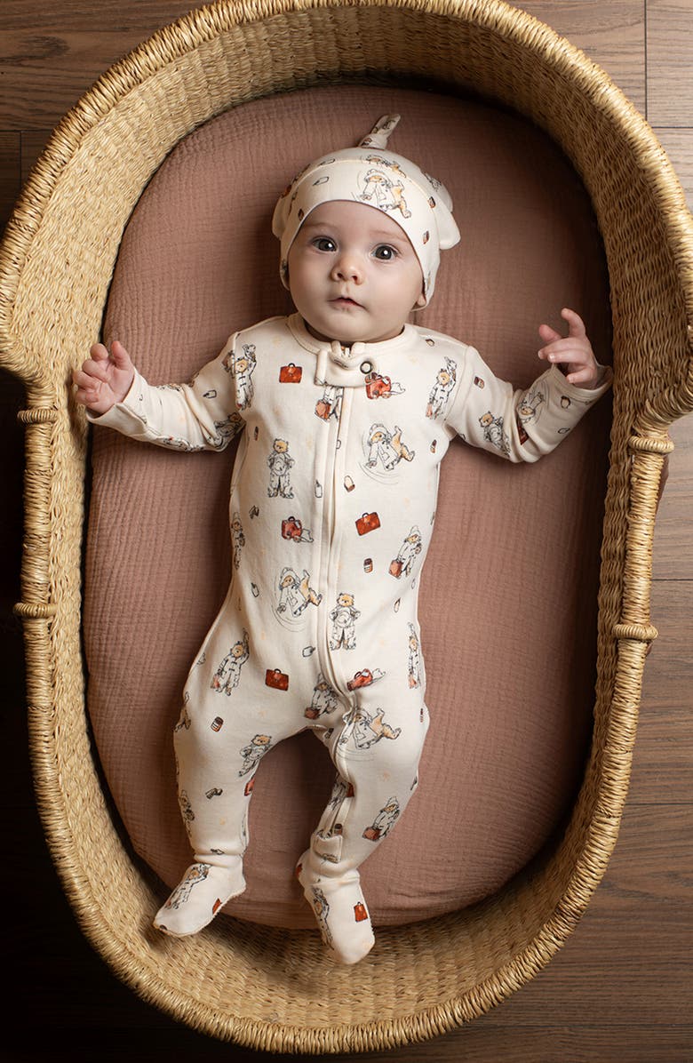 L'ovedbaby x Paddington Fitted One-Piece Organic Cotton Footie Pajamas, Alternate, color, Adventure Paddington