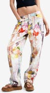 Desigual Mixed Print Stretch Cotton Denim Pants