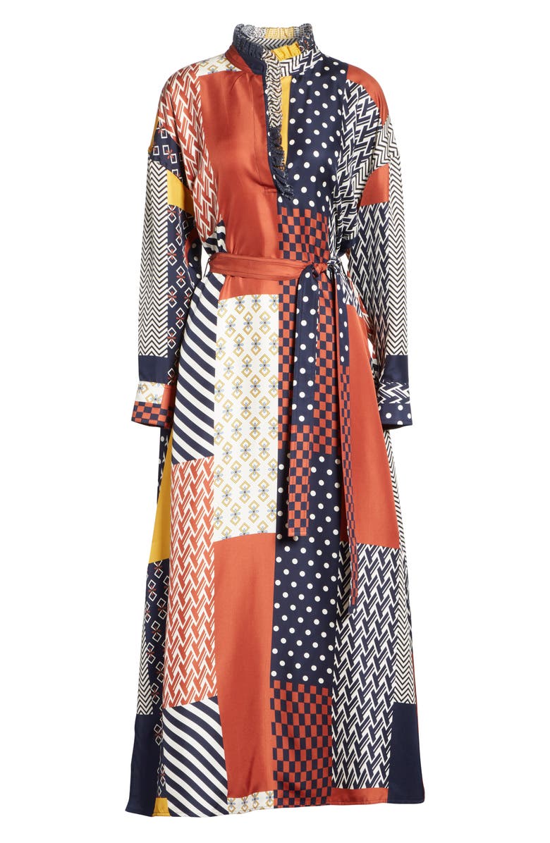 Tory Burch Bianca Patchwork Maxi Dress, Alternate, color, 
