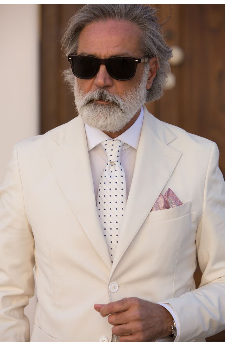 Elizabetta Tiburtina - Extra Long Silk Jacquard Tie for Men, Alternate, color, White