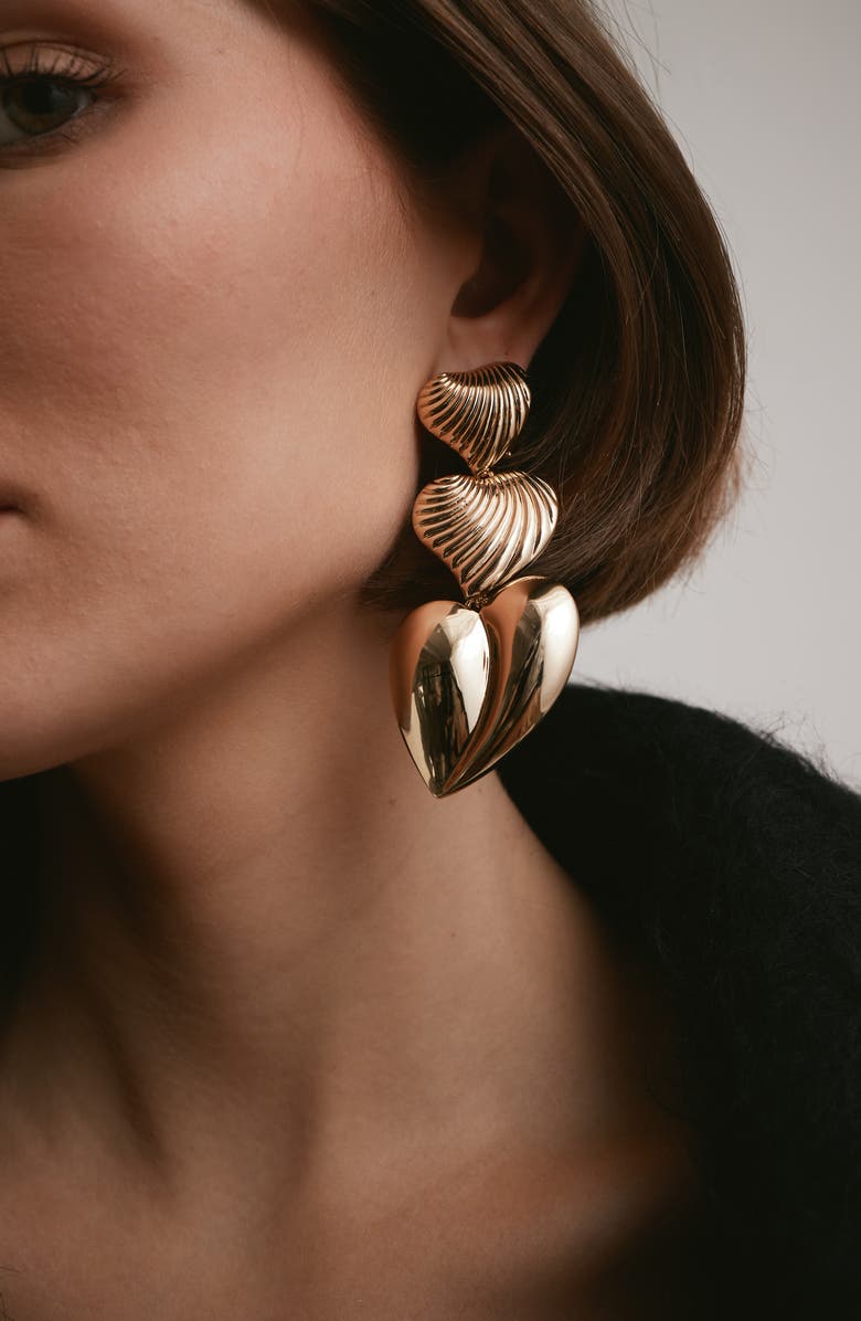 LELET NY Juliette Heart Drop Earrings, Alternate, color, Antique Gold