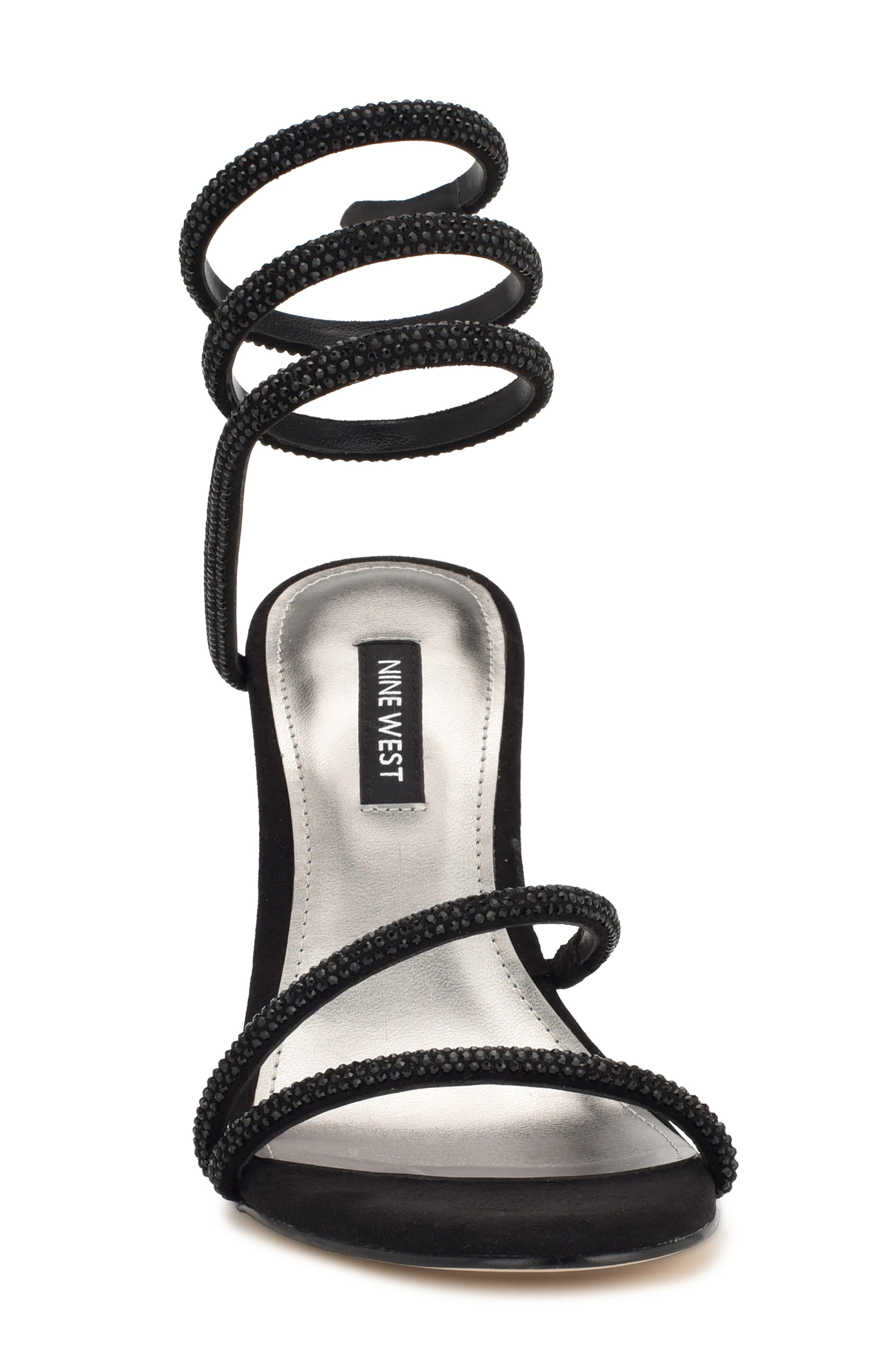 Nine West Maskill Rhinestone Ankle Wrap Sandal, Alternate, color, Black 001