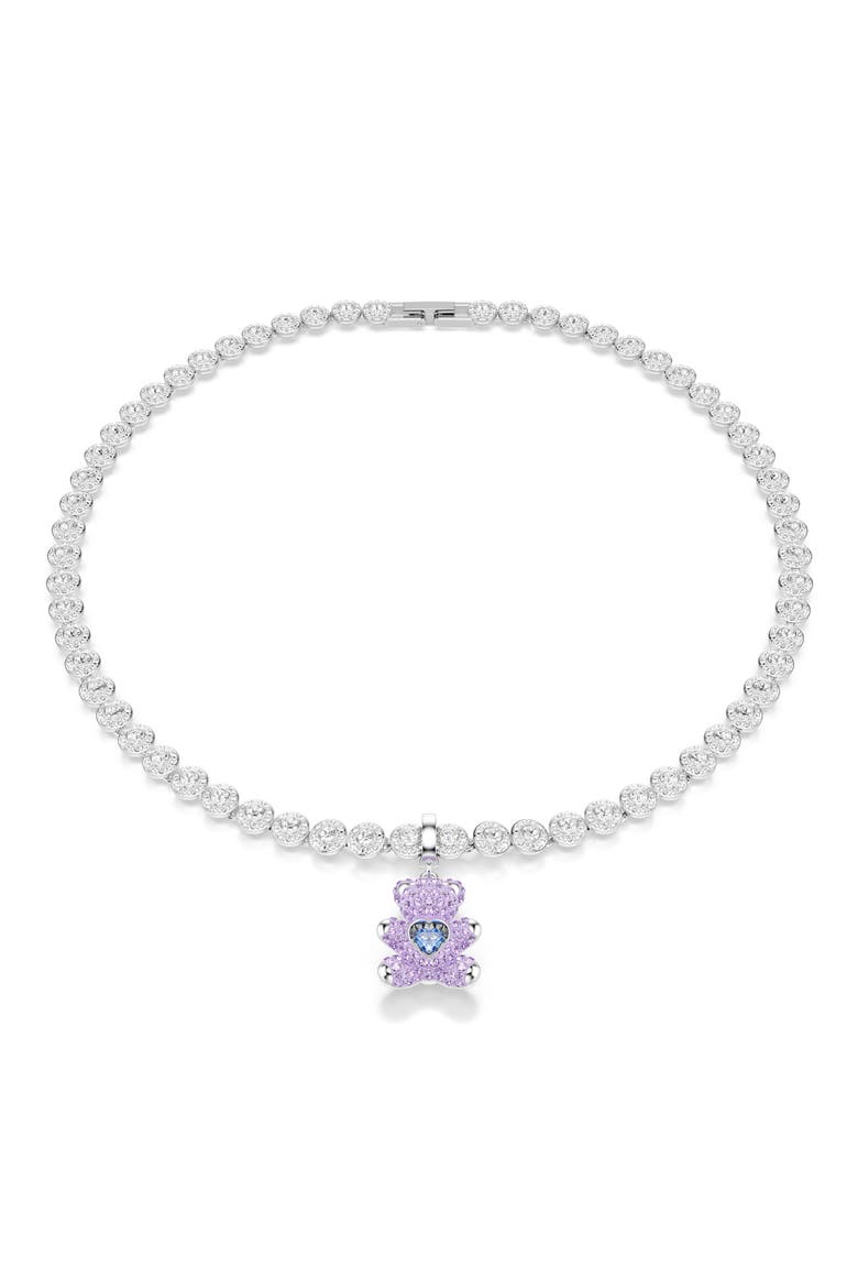 Idyllia Crystal Teddy Bear Charm, Alternate, color, PURPLE