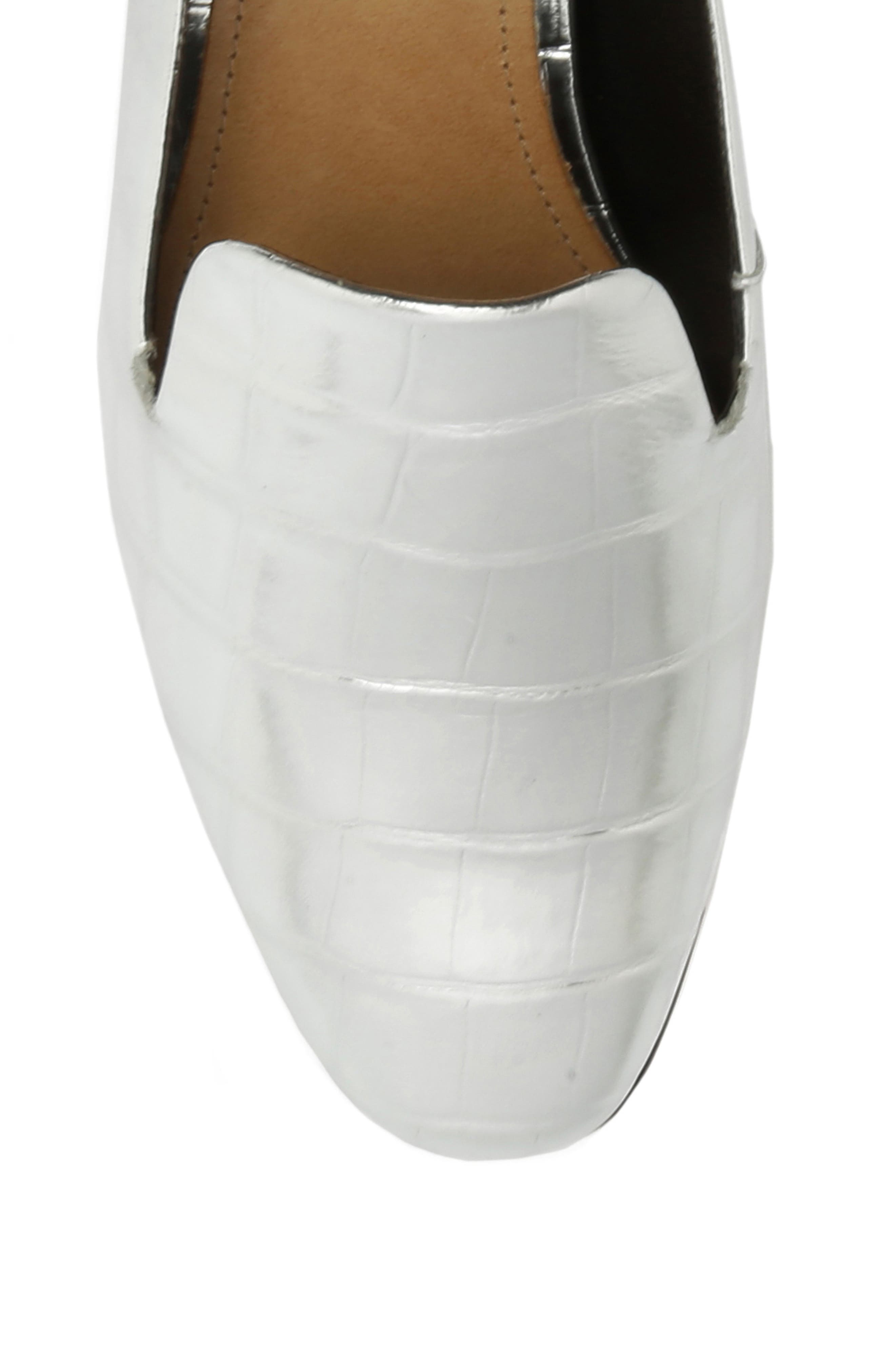 Schutz Flor Croc Embossed Metallic Loafer, Alternate, color, 