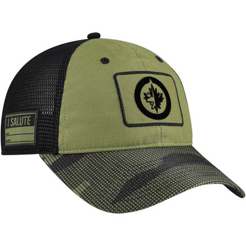 Men's Fanatics  Olive Winnipeg Jets Military Appreciation Trucker Adjustable Hat
