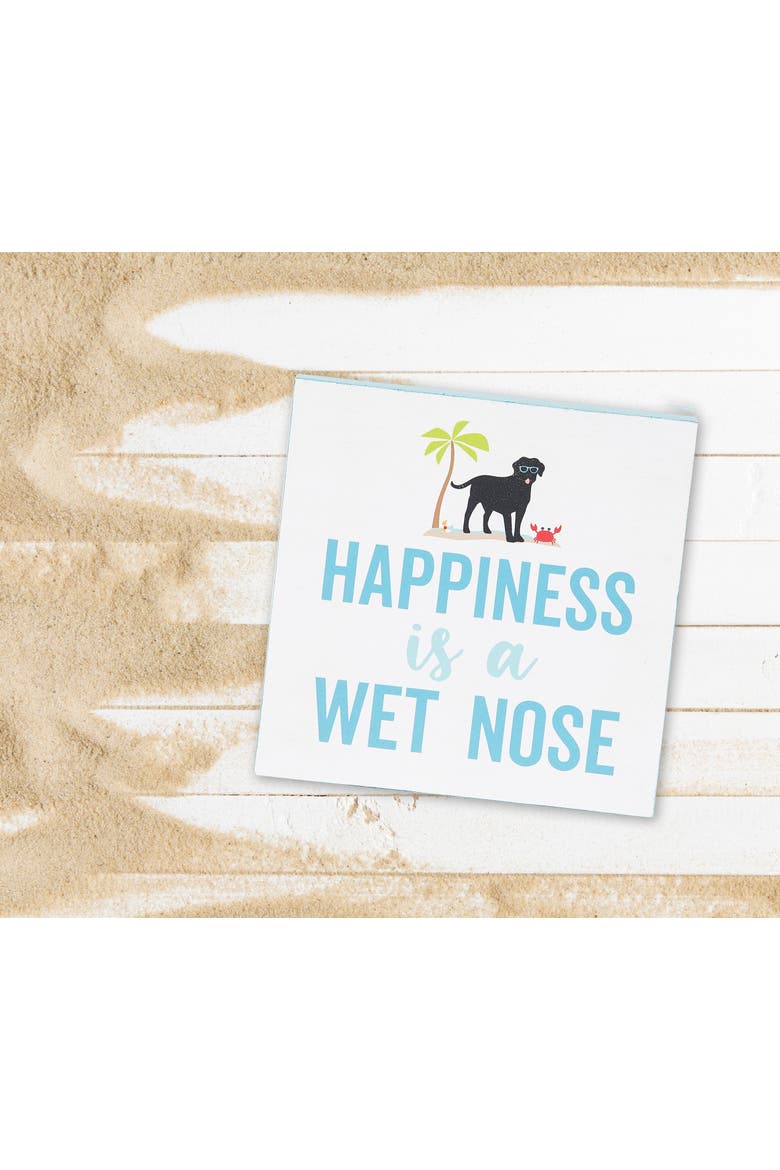 "Happiness Is Wet Nose" Decorative Shelf Block, Alternate, color, Blue