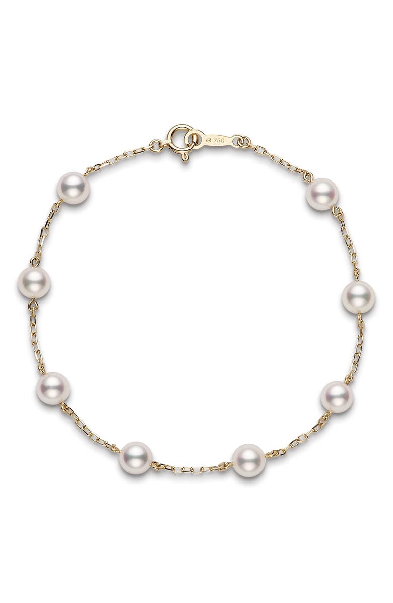 Mikimoto Akoya Cultured Pearl Station Bracelet, Main, color,