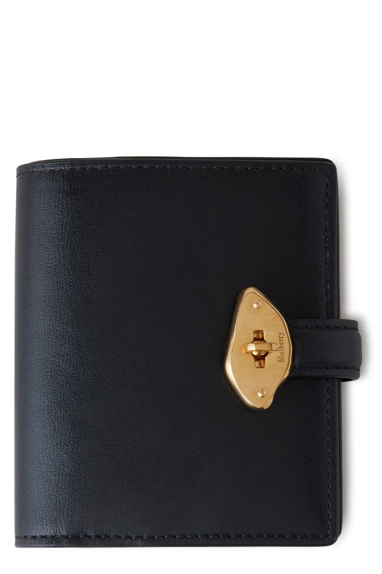 Lana Compact High Gloss Leather Bifold Wallet, Main, color, BLACK