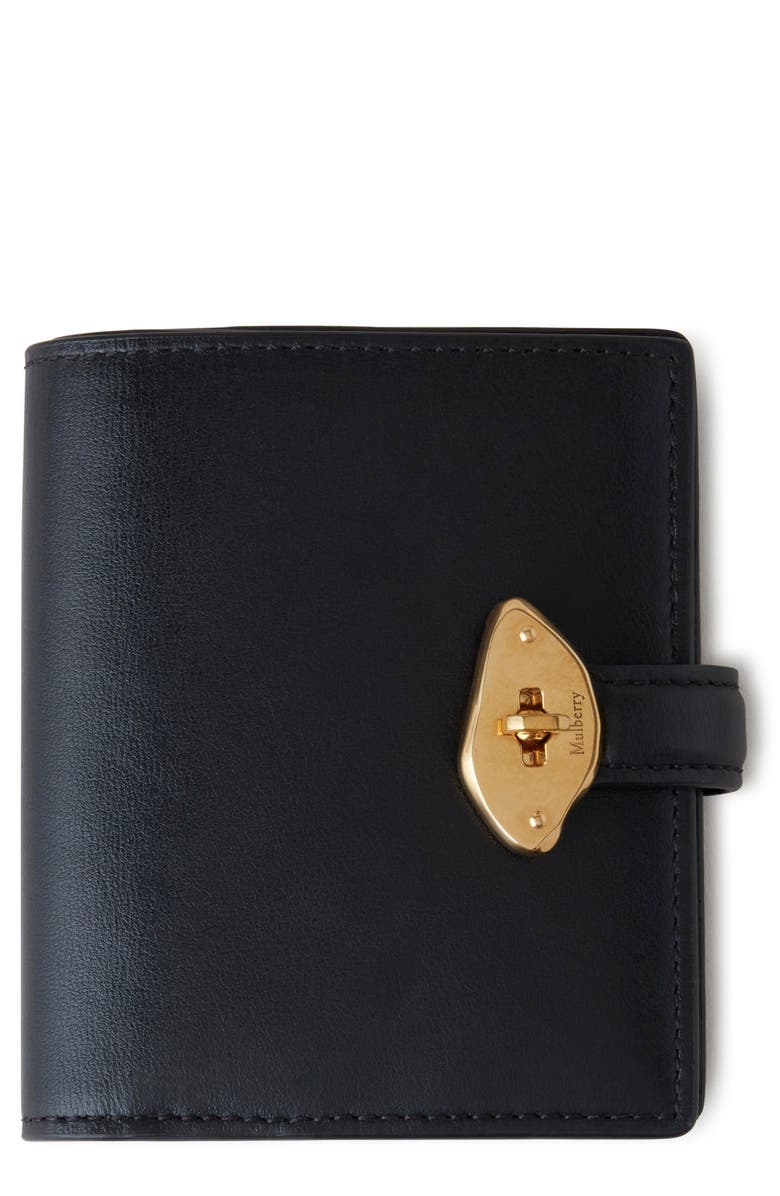 Mulberry Lana Compact High Gloss Leather Bifold Wallet, Main, color, Black