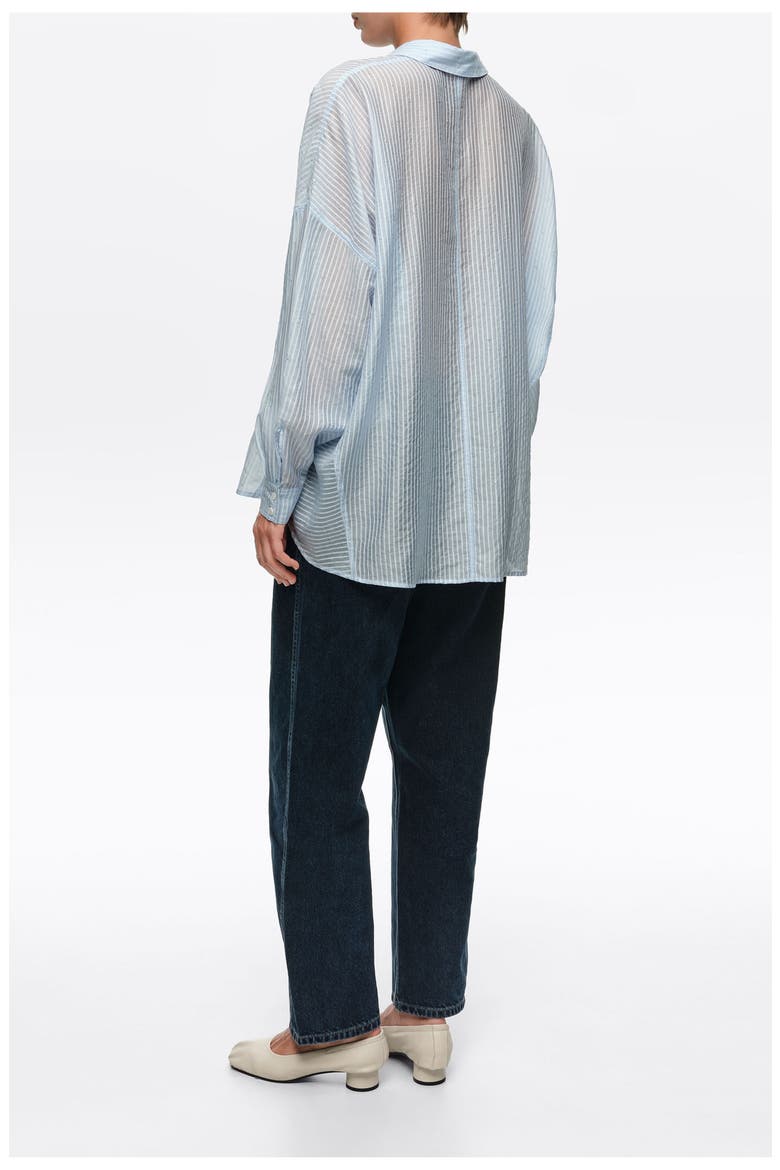 Oversize Shirt with Mini Rivets and Stripes, Alternate, color, LIGHT BLUE