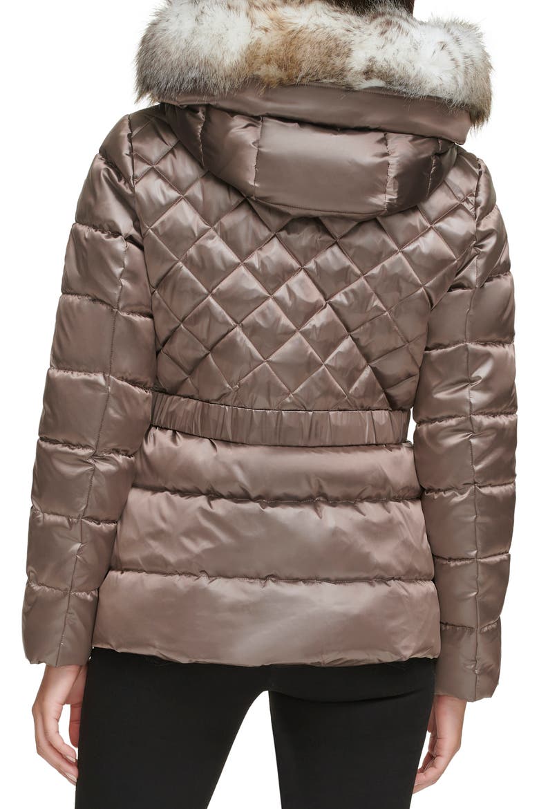 Core Mixed Puffer Jacket with Faux Fur Trim, Alternate, color, TAUPE