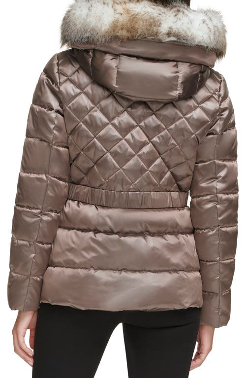 Kenneth Cole New York Core Mixed Puffer Jacket With Faux Fur Trim In Taupe