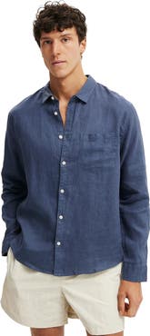 Cotton On Men's Relaxed Linen Long Sleeve Shirt