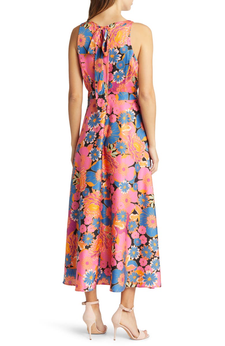Tahari ASL Floral Sleeveless Matte Charmeuse Dress, Alternate, color,