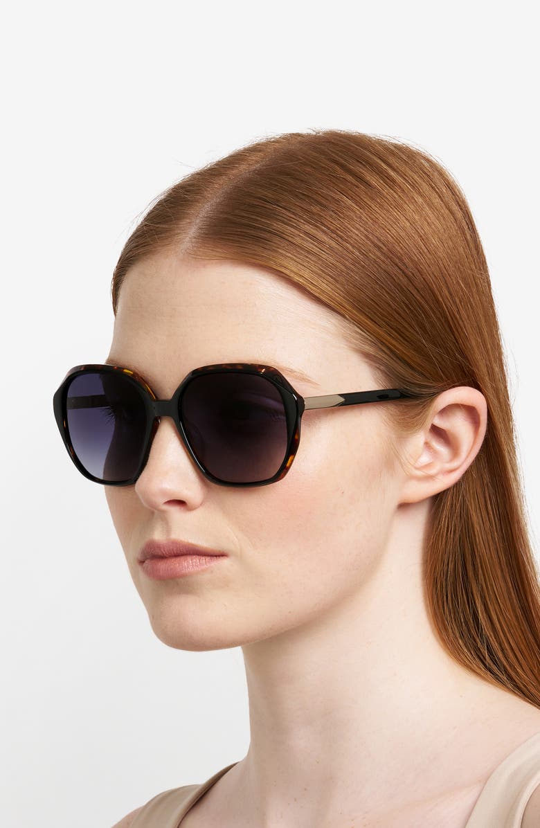 Fossil 54mm Gradient Rectangular Sunglasses, Alternate, color, Black