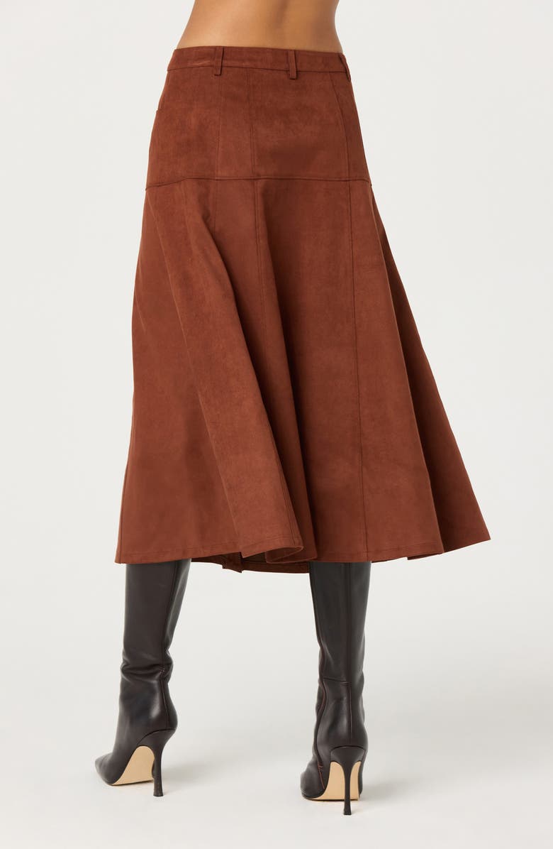 ASTR the Label Zoya Faux Suede Midi Skirt, Alternate, color, Brown