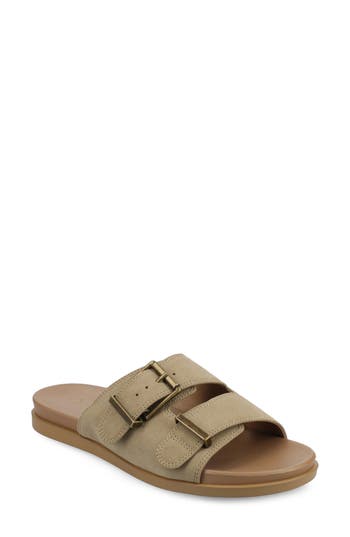 Journee Collection Cosette Buckle Slide Sandal In Taupe
