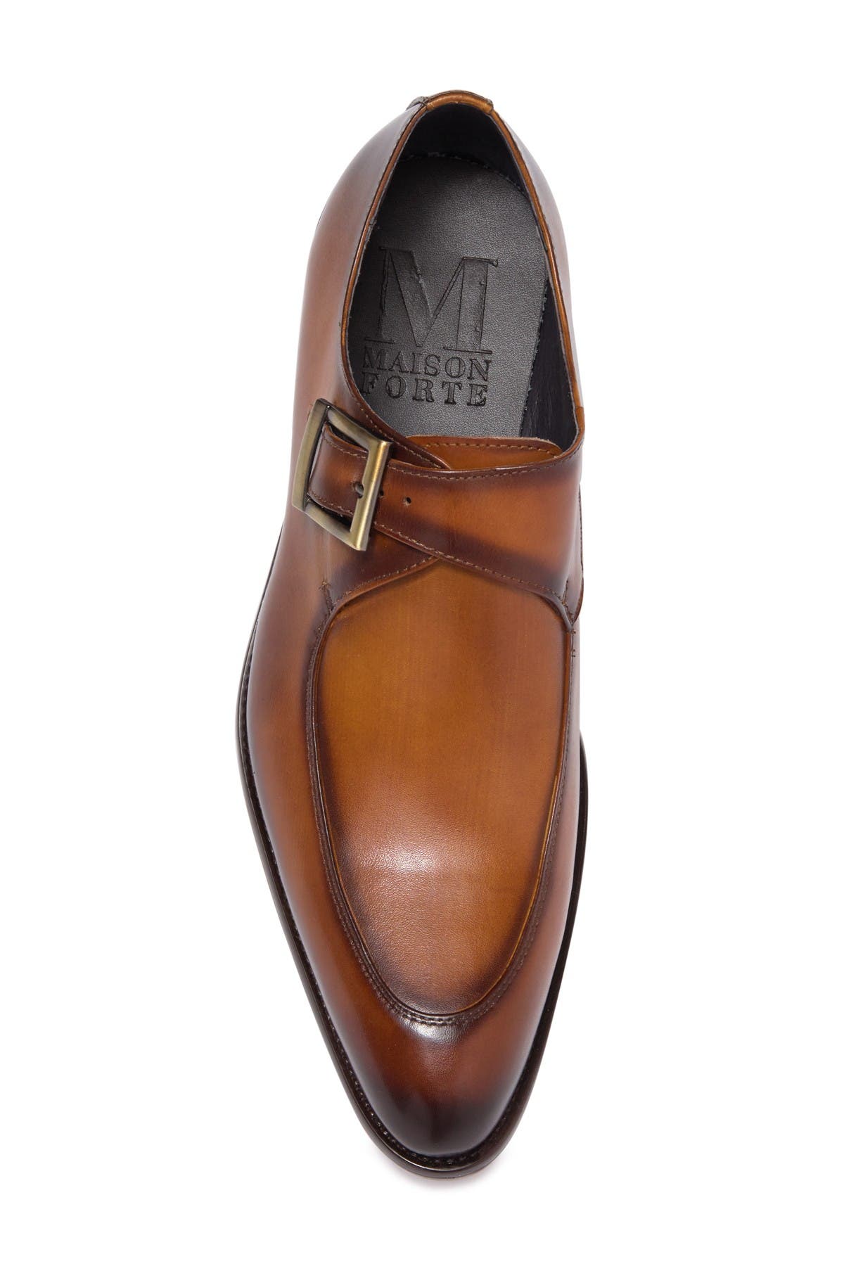 Maison Forte Eli Buckle Strap Leather Loafer, Alternate, color, Cognac