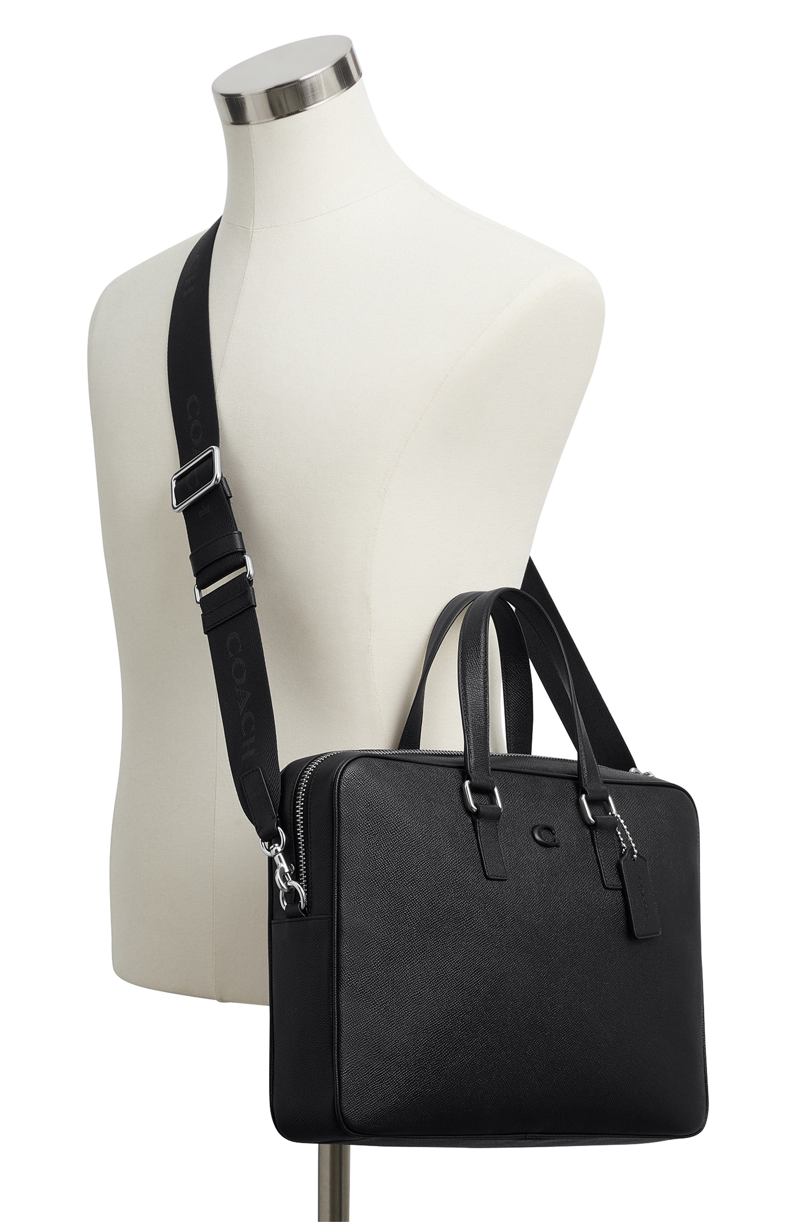 COACH Caden Leather Briefcase, Alternate, color, Black