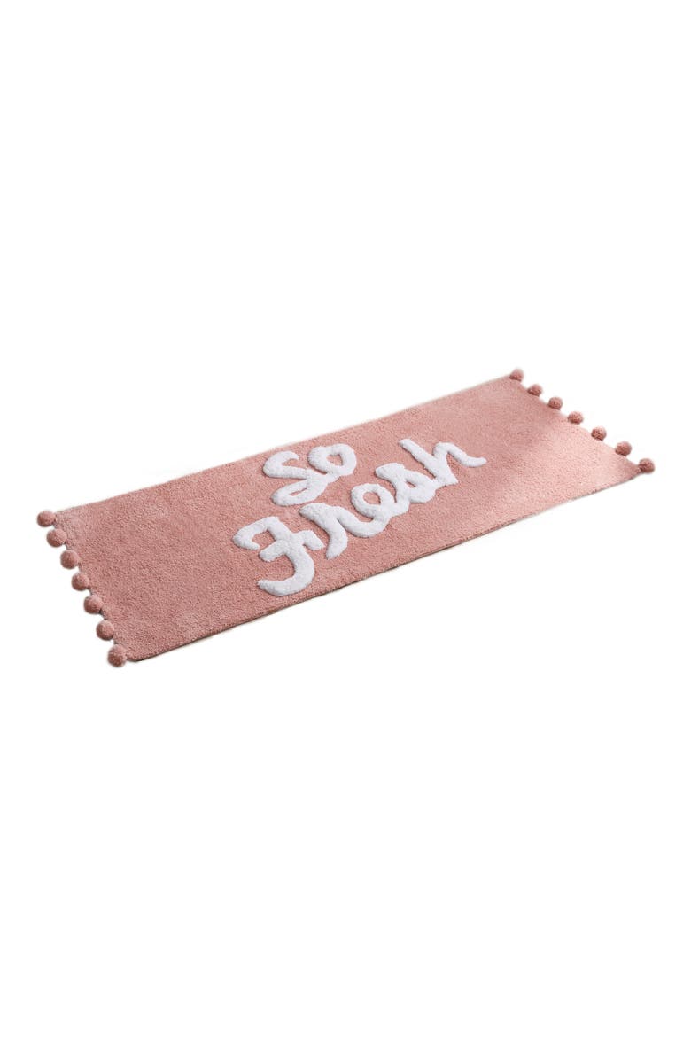 'So Fresh' Pompom Pink Bath Rug, Main, color, BLUSH