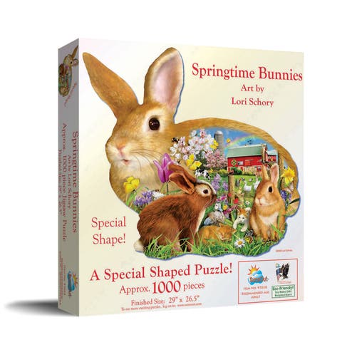 Springtime Bunnies 1000 piece Jigsaw Puzzle for Adults Special Shape