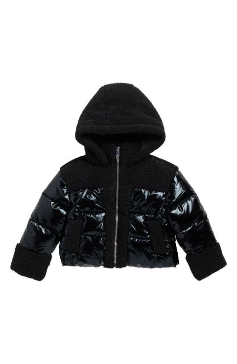 Kids' Hybrid Faux Shearling & Metallic Quilted Jacket