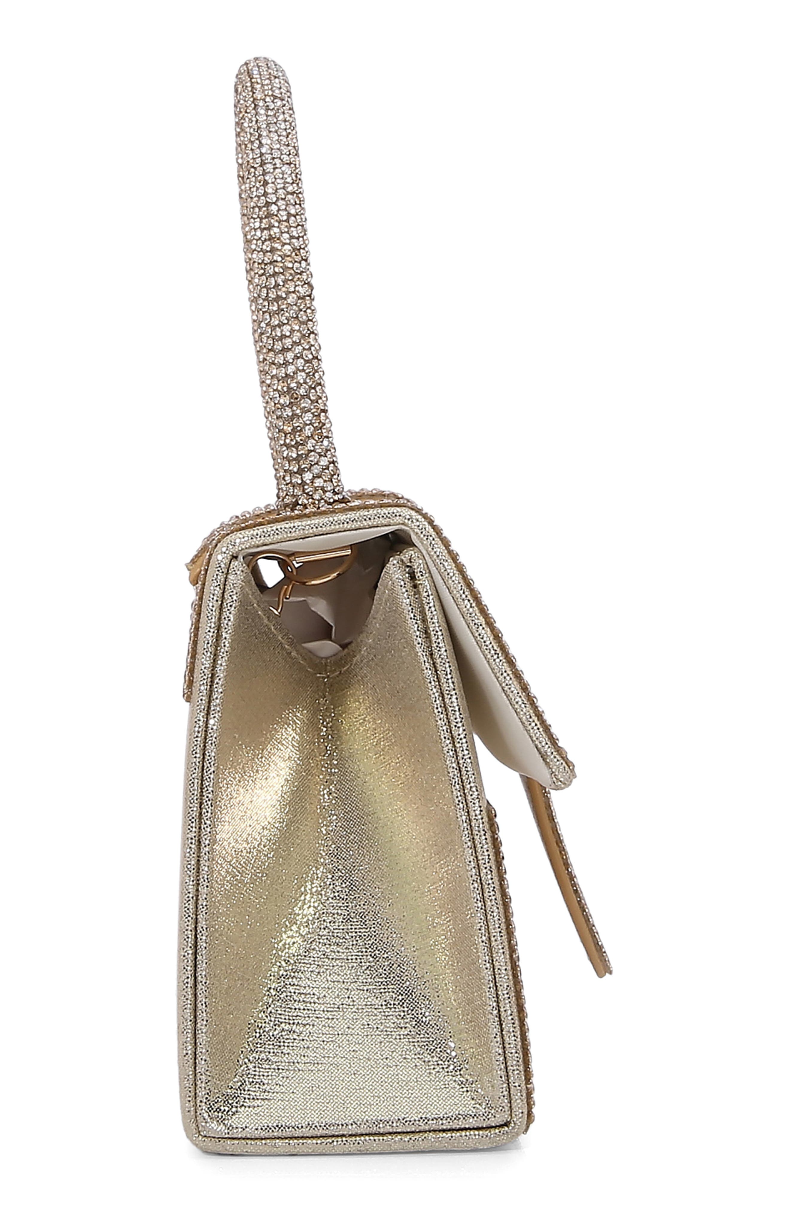 Rhinestone Embellished Top Handle Bag, Alternate, color, GOLD
