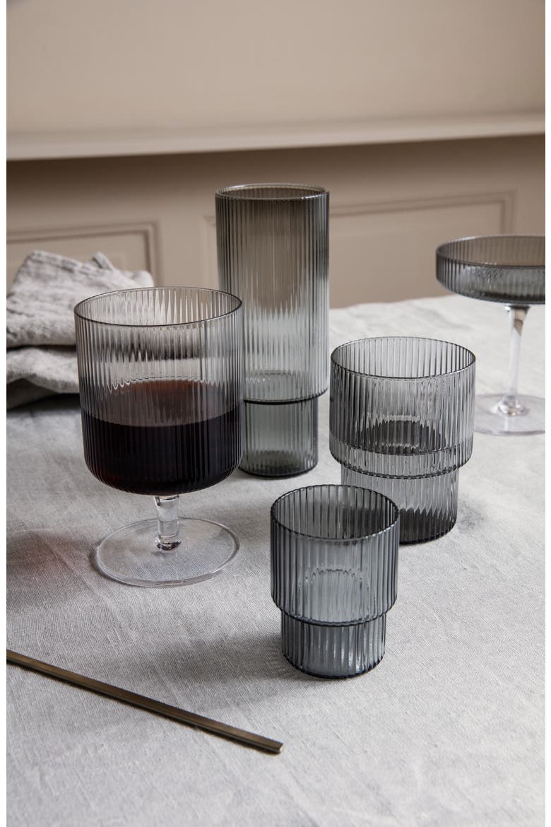 Set of 4 Ripple Glasses, Alternate, color, SMOKED GREY