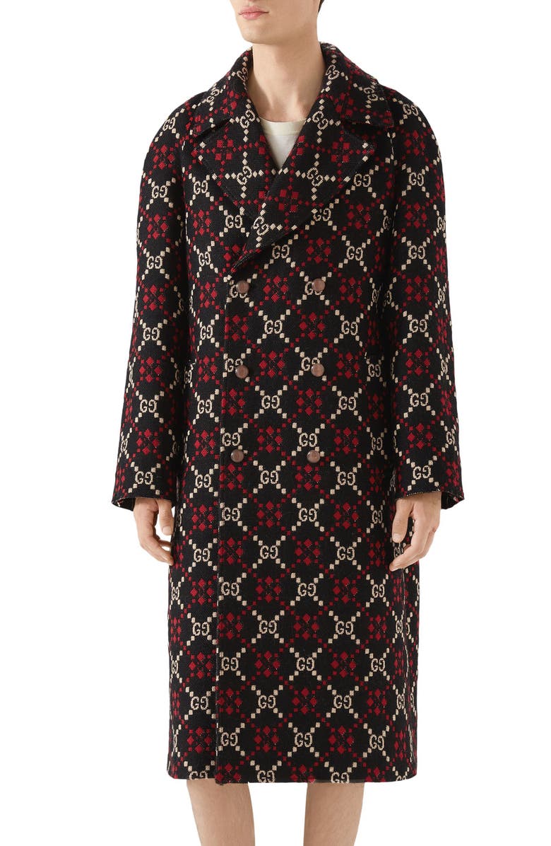 Gucci GG Wool Jacquard Knit Coat, Main, color, 