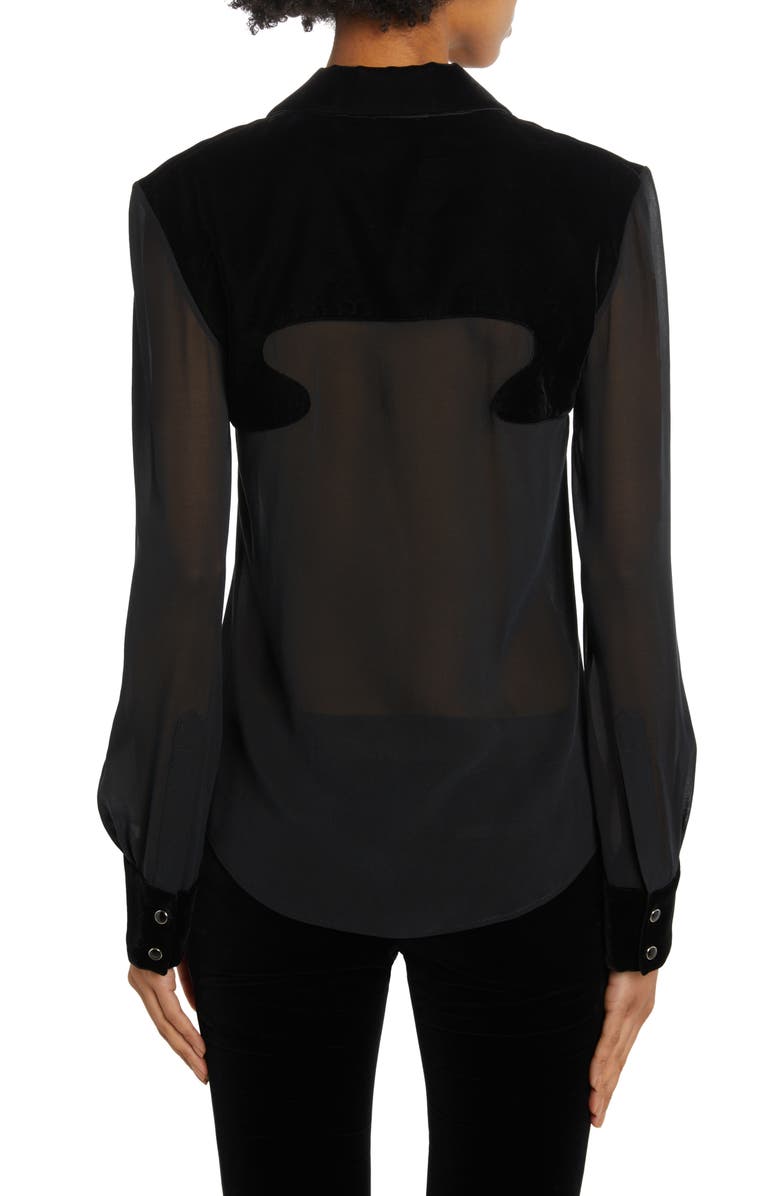 TOM FORD Velour & Silk Stretch Georgette Shirt, Alternate, color, 