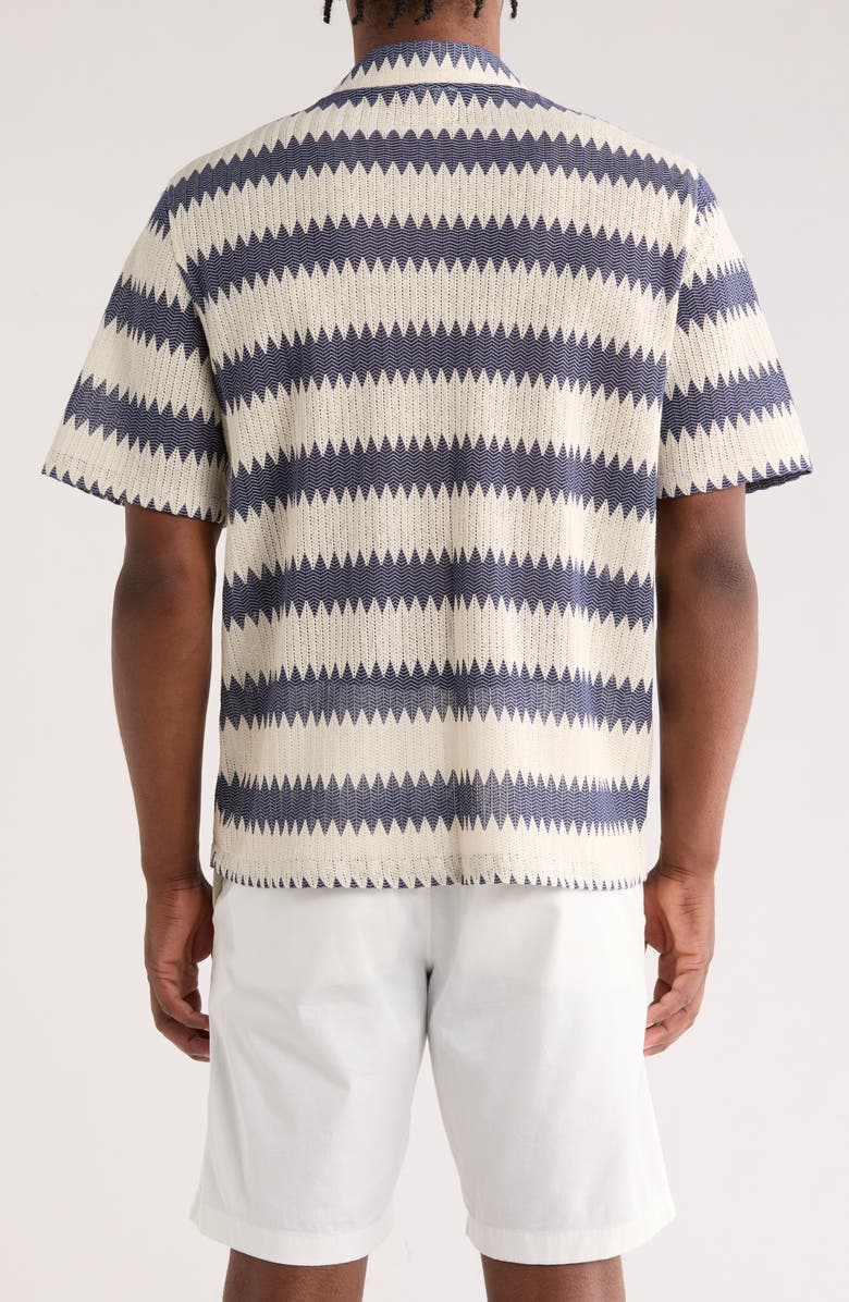 PacSun Stripe Textured Cotton Blend Camp Shirt, Alternate, color, 