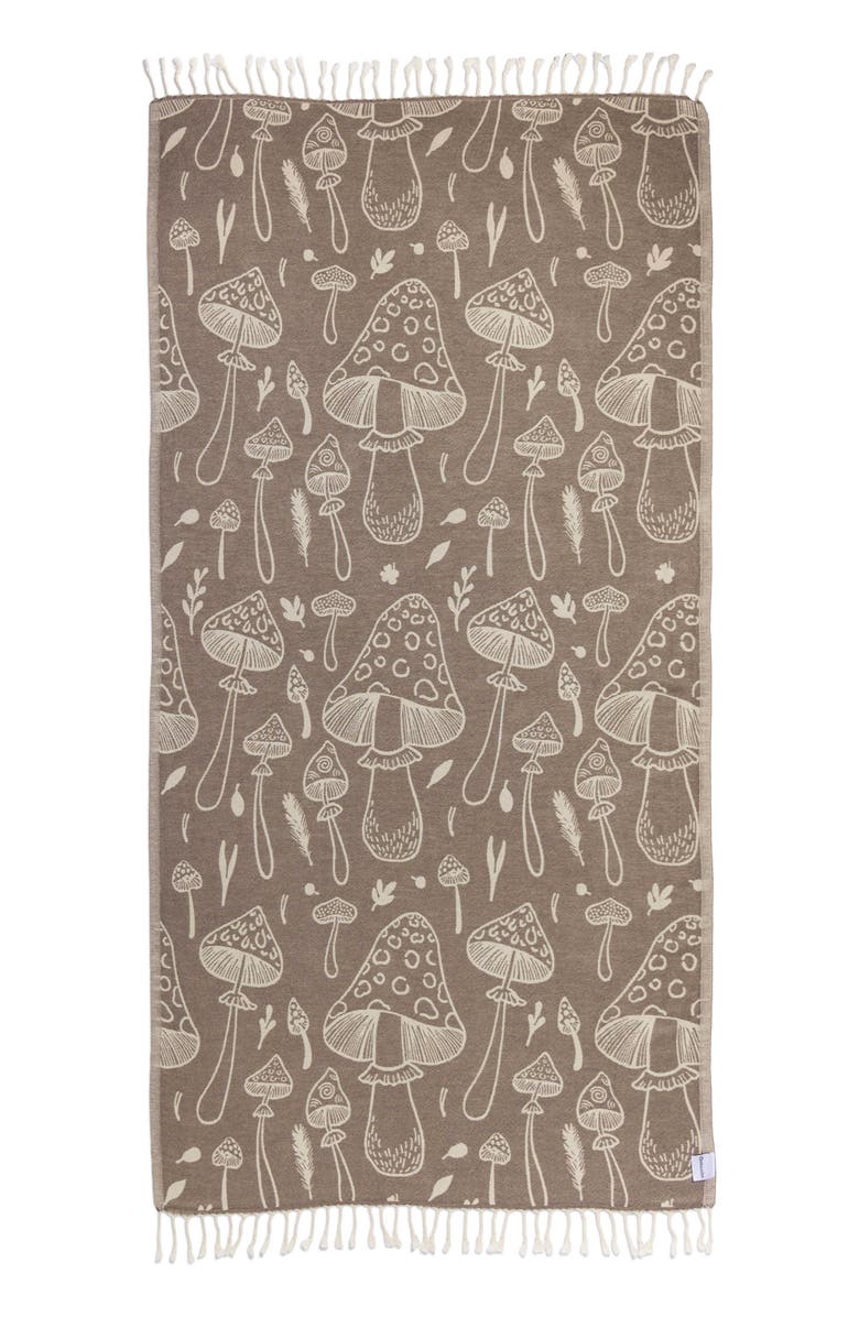 InfuseZen Mushroom Sand Resistant Organic Turkish Towel, Main, color, Brown