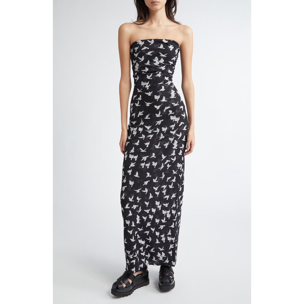 Stella Mccartney Ruched Polka-dot Stretch-tulle Maxi Dress In Black