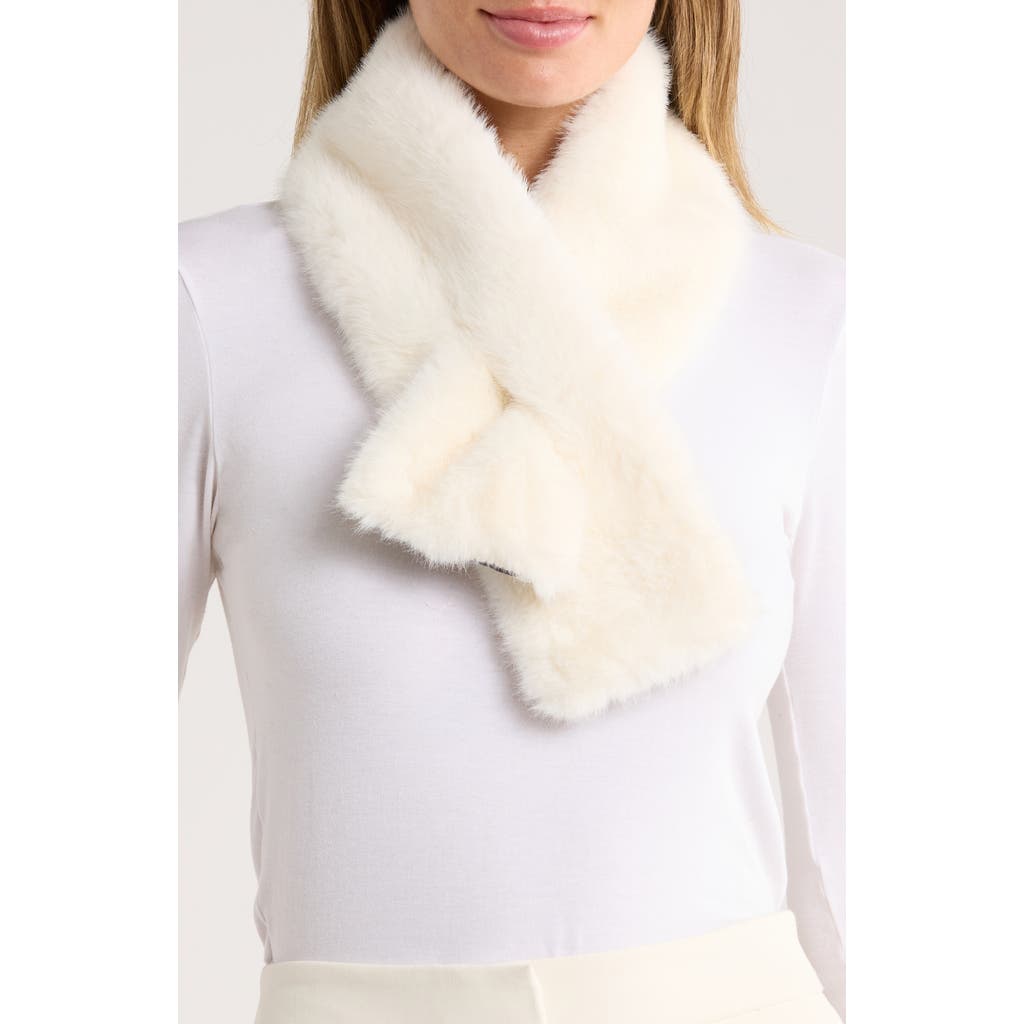 La Fiorentina Faux Fur Muffler Scarf In White