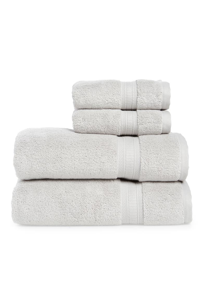 4-Piece Zero Twist Bath Towel Set, Main, color, GREY VAPOR