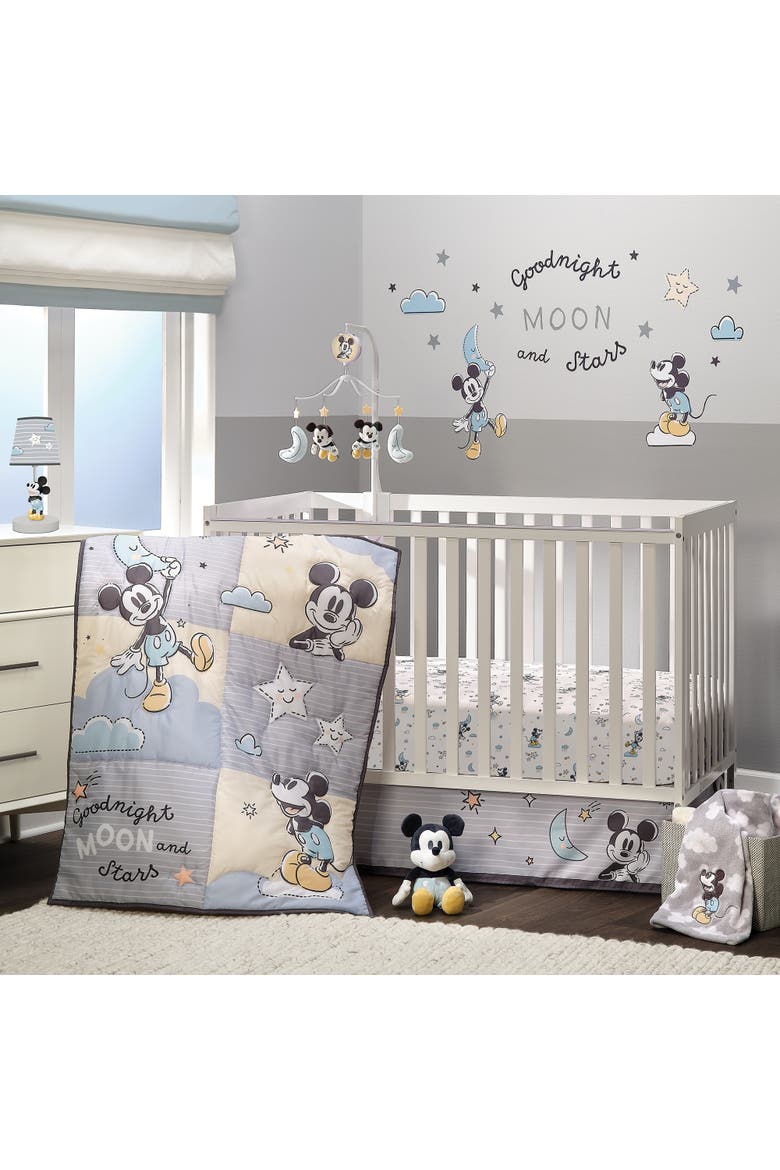 Disney Baby Moonlight Mickey Mouse Fitted Crib Sheet, Alternate, color, White