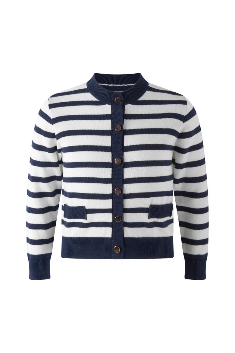 Breton Stripe Cardigan, Main, color, Navy