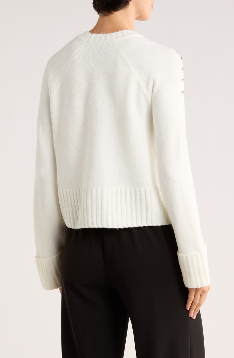 Ellen Tracy Rhinestone Embellished Crop Sweater, Alternate, color, Marshmallow