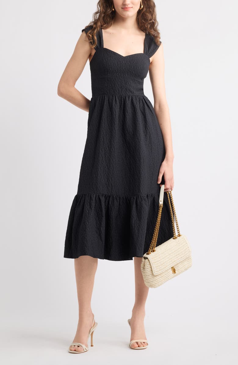 Chelsea28 Sweetheart Jacquard Midi Dress, Alternate, color, Black