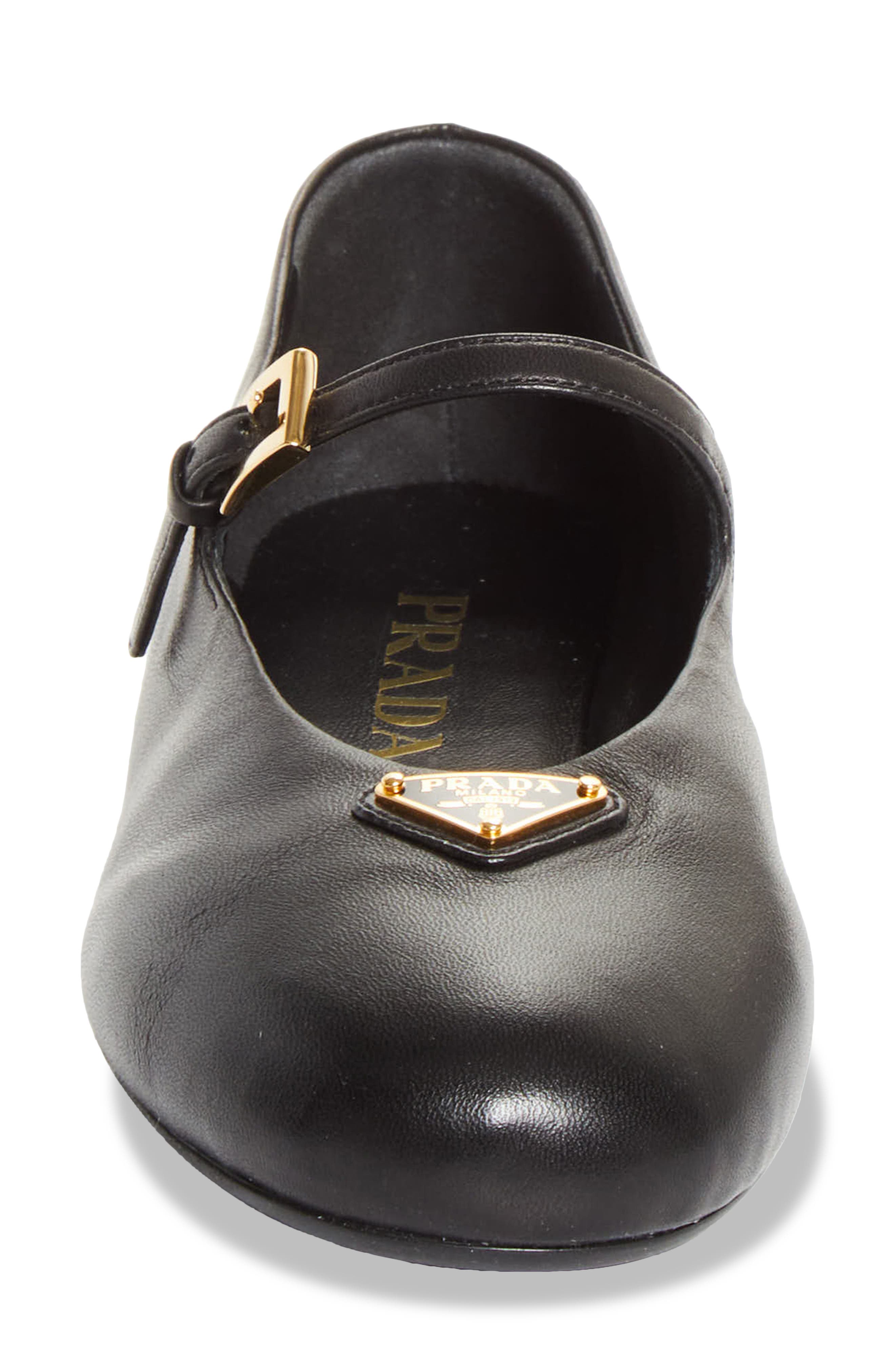Prada Logo Mary Jane Flat, Alternate, color, Nero