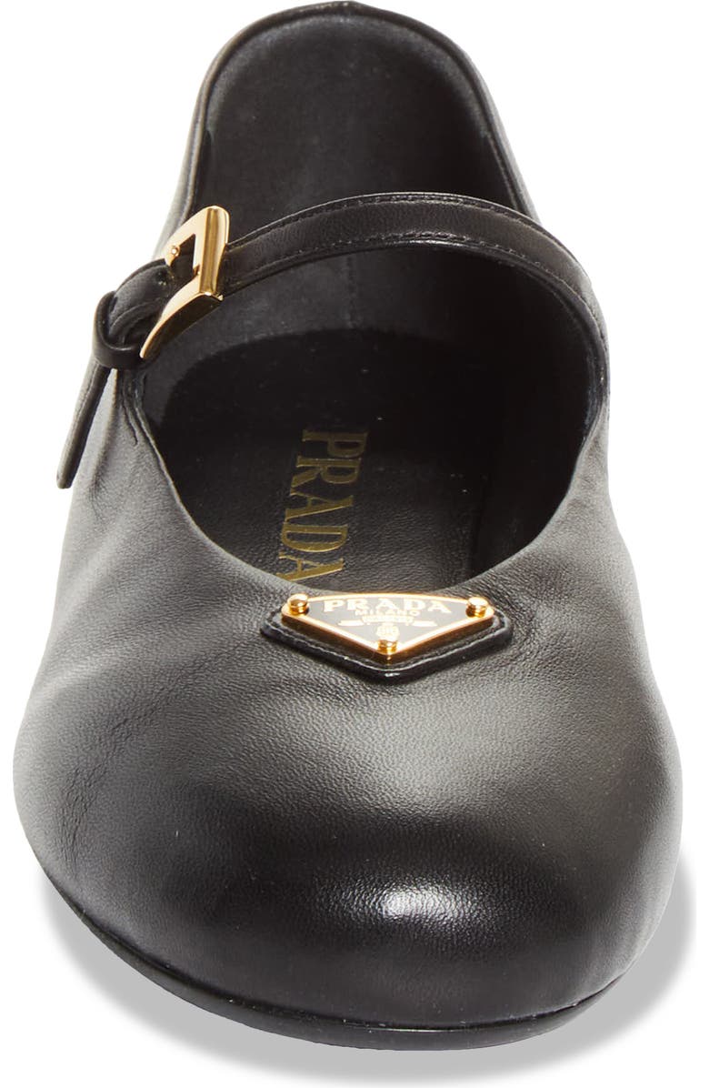 Prada Logo Mary Jane Flat, Alternate, color, Nero