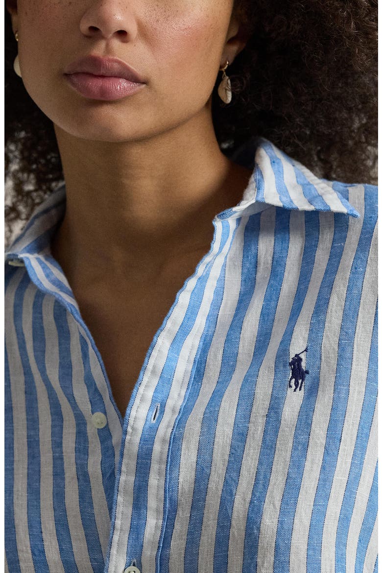Stripe Linen Shirt, Alternate, color, WHITE/ BLUE MULTI