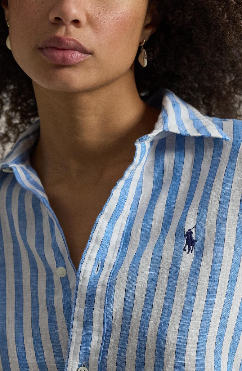 Polo Ralph Lauren Stripe Linen Shirt, Alternate, color, White/ Blue Multi