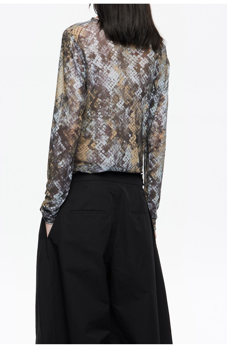 Bimba y Lola Snake Tulle Fitted T-Shirt, Alternate, color, Snake Khaki