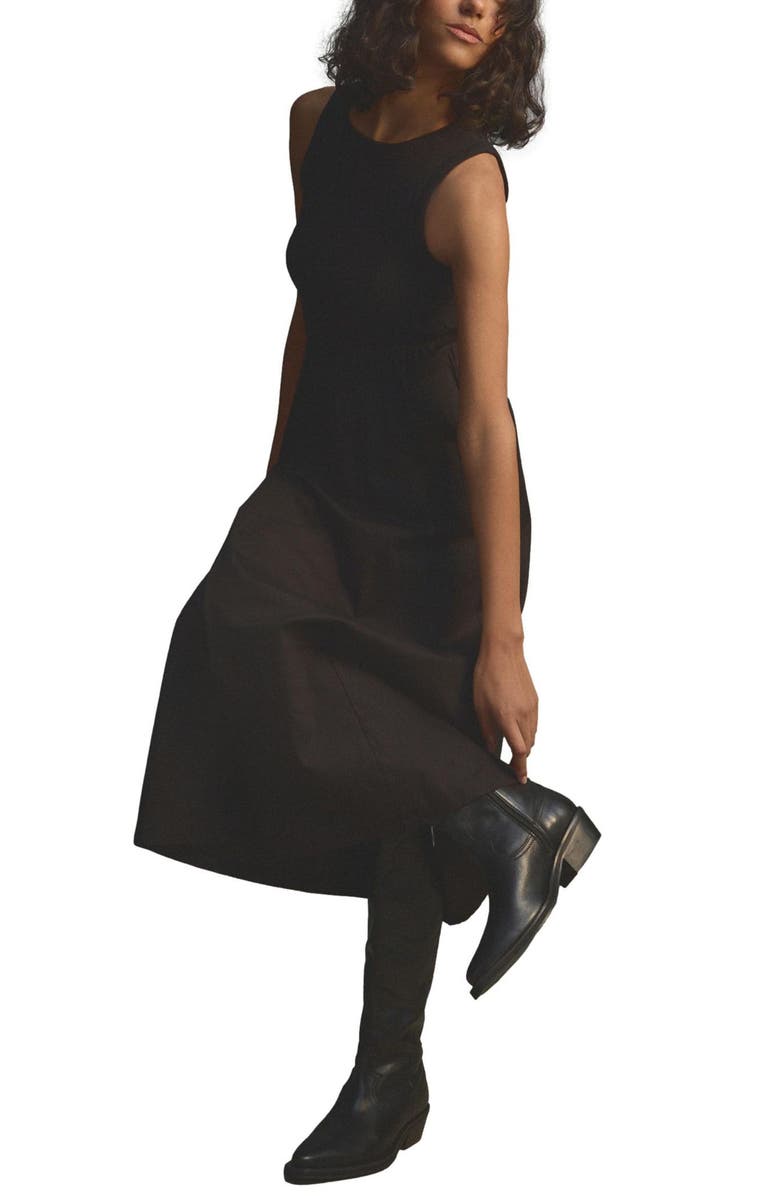 NEXT Mixed Media Cotton Blend Sleeveless Midi Dress, Alternate, color, 