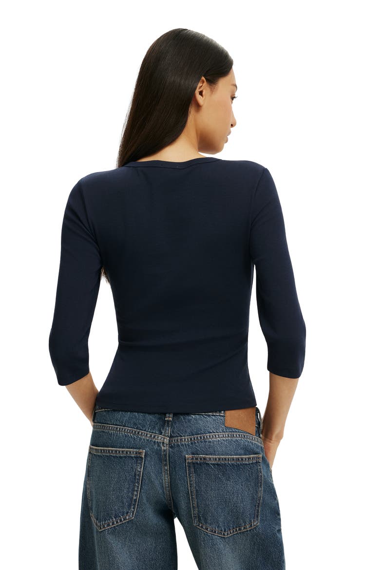 Women's 90S V Neck ¾ Sleeve, Alternate, color, Total Eclipse