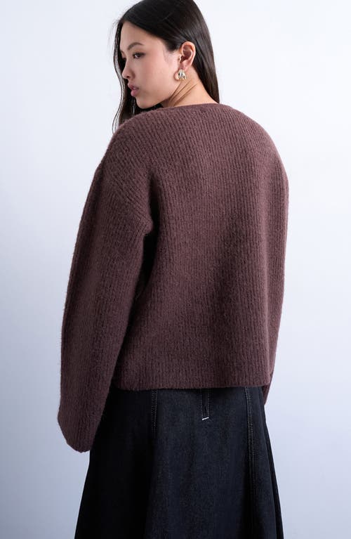 Topshop Shaker Stitch Relaxed Cardigan In Brown