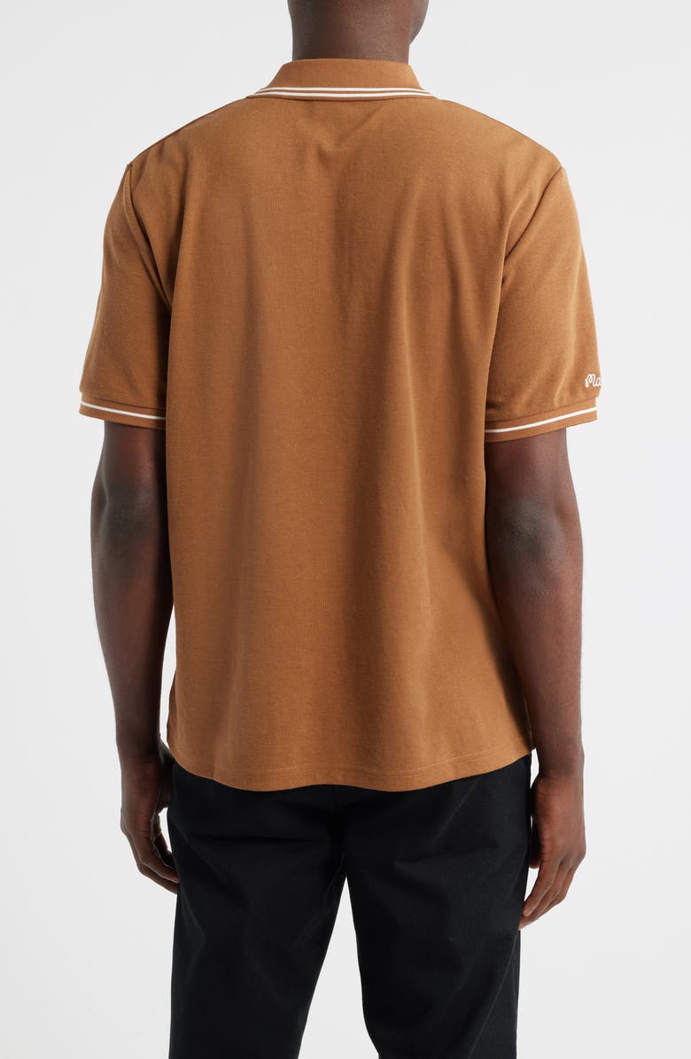 Malbon Golf Fairway Appliqué Piqué Polo, Alternate, color, British Tan