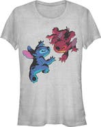 Lilo & Stitch Junior's Leroy vs Blue Alien Short Sleeve Graphic T-Shirt