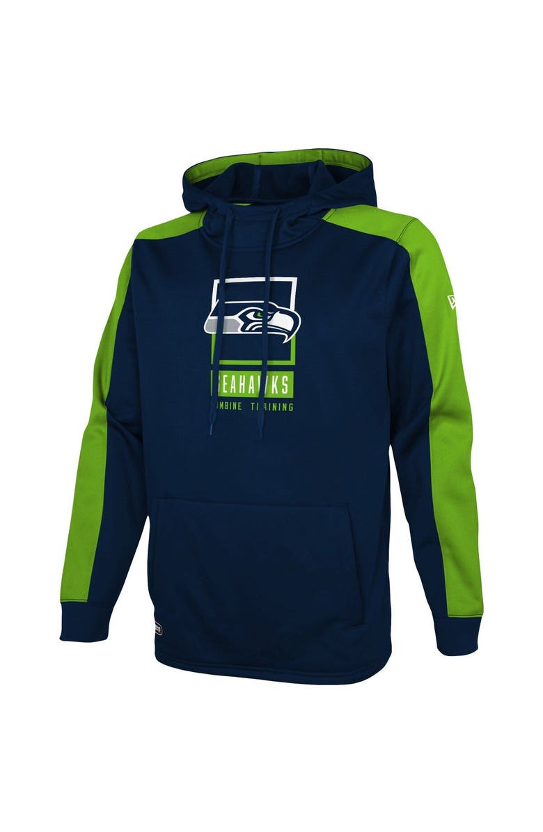 New Era Men's New Era College Navy Seattle Seahawks Combine Authentic Rise Pullover Hoodie, Alternate, color, 